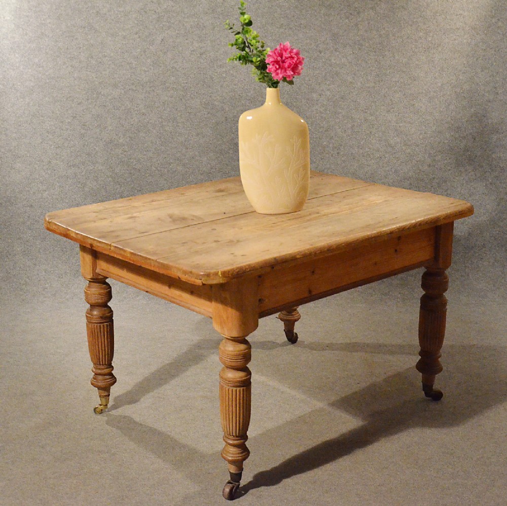 Antique Pine Table Kitchen or Dining With Drawer Quality English Victorian c1900