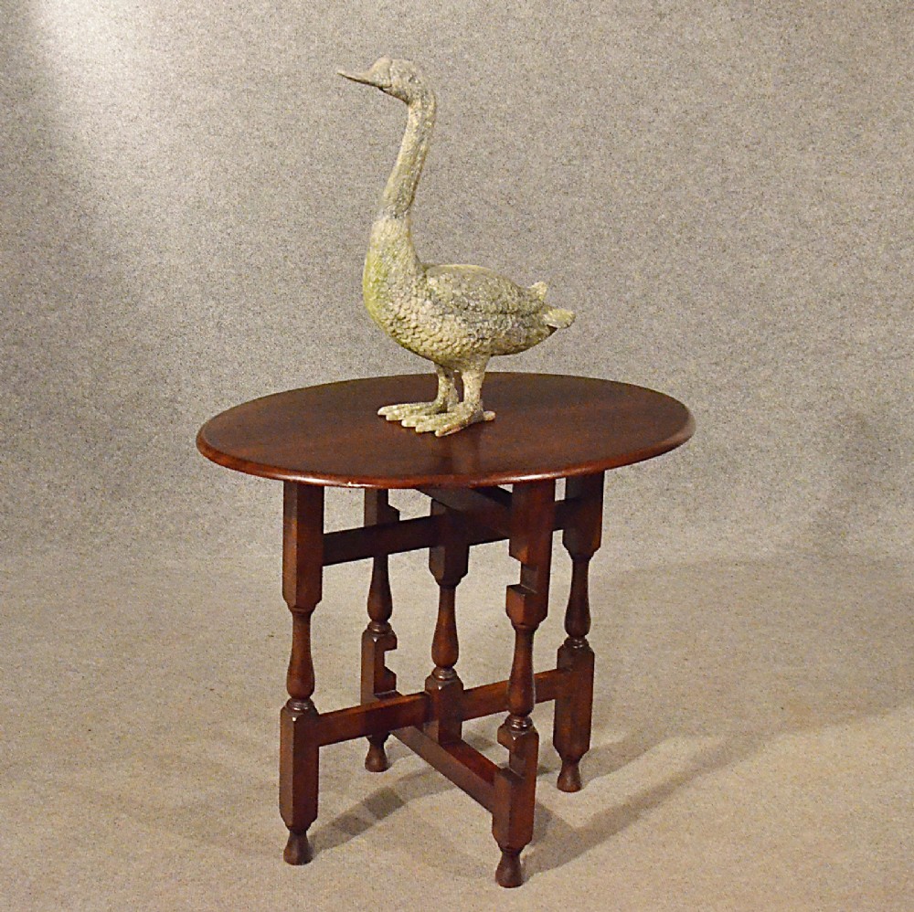 Antique Table Side Lamp Occasional Oval Folding Mahogany Quality Victorian c1900