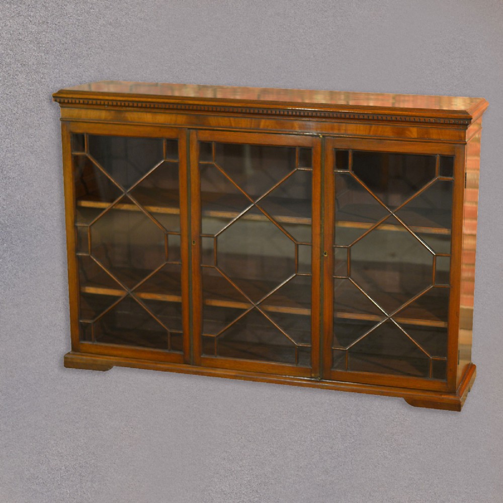 Antique Astragal Glazed Bookcase Display Cabinet Late Victorian English Cupboard