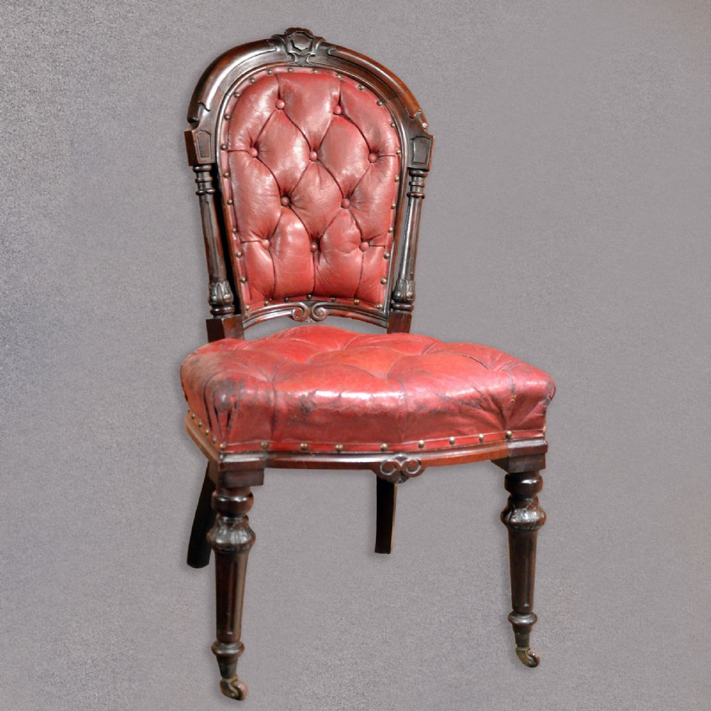 Antique Chair English Late Regency Mahogany Red Leather Library Desk Hall Chair