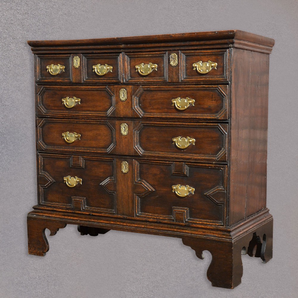 Antique Chest of Drawers, 17th Century English Oak Panelled c1690 William & Mary
