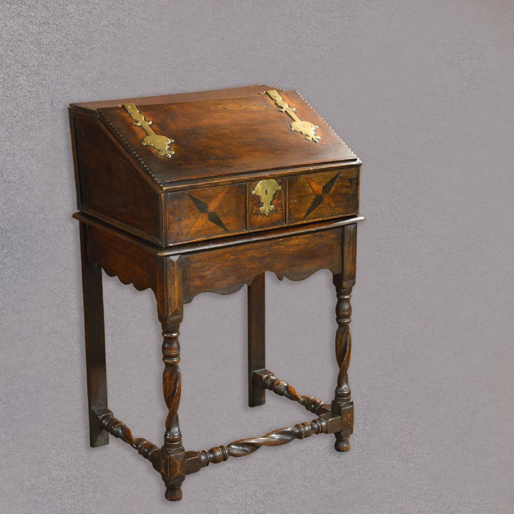 Antique Early C18th Writing Desk on Stand, Bible Box Lectern English Clerks Desk