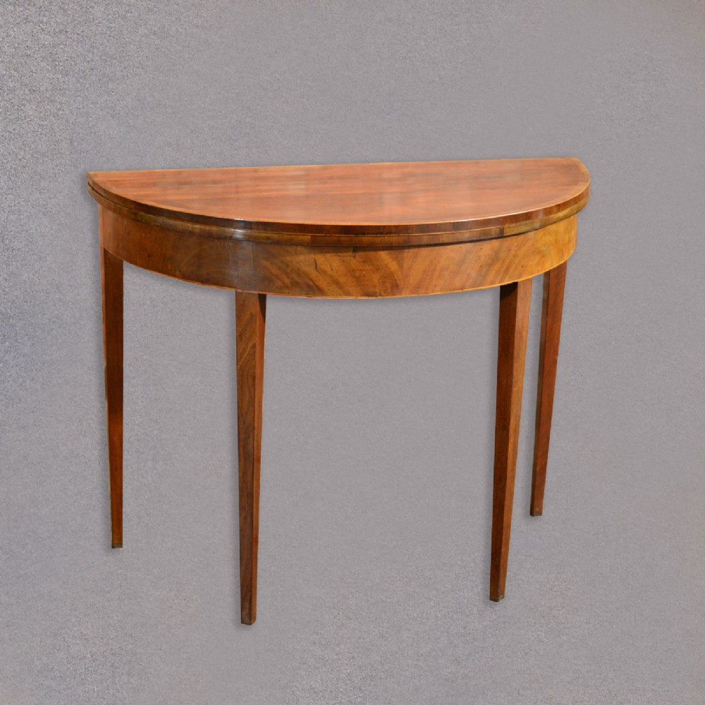 Antique Fold Over Card Table, Side Table, Demi Lune, Hall Console English c.1800