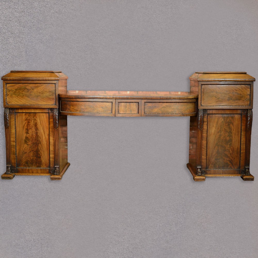 Antique Regency Pedestal Sideboard, Mahogany Desk, Server, Credenza c.1830