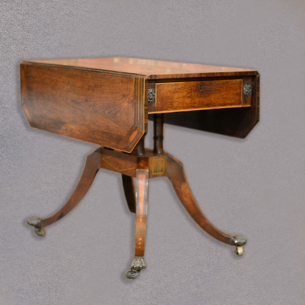 Antique Regency Side Table, English Rosewood Pembroke, Tea Lamp Work Table c1820
