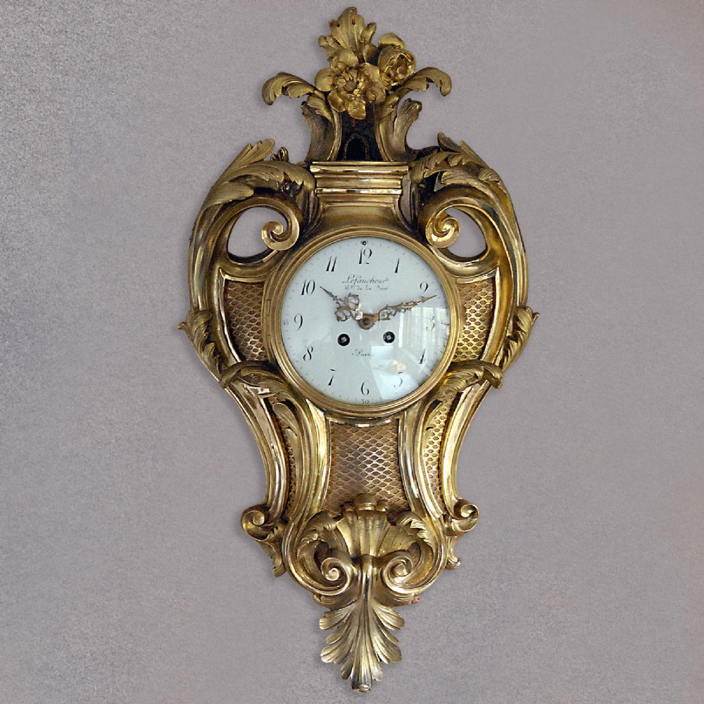 Antique Wall Clock, French Louis XV Cartel, Gilt S. Marti c1889