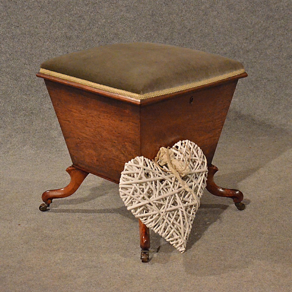 Antique Ottoman Stool Dressing Sewing Ladies Work Box Seat English Regency c1830