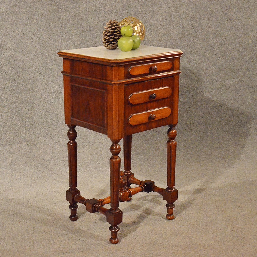 Antique Small Cabinet Side Table Bedside Cupboard Quality French Walnut c1900