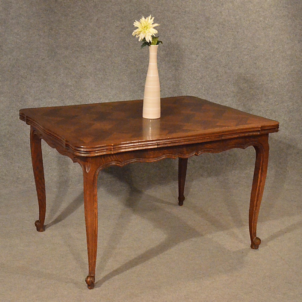 Antique Extending Kitchen Dining Table French Oak Draw Leaf 4 - 8 Seater c1930