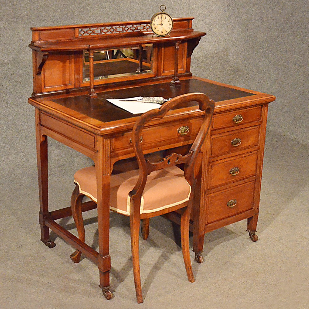 Antique Walnut Desk Leather Top Library Writing Table English Victorian c1880