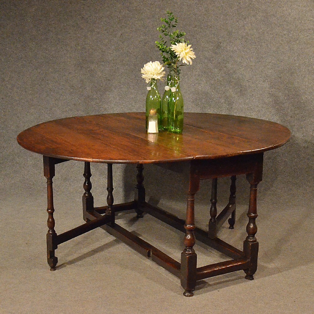 Antique Oak Dining Kitchen Table Large Gateleg Drop Leaf Quality Georgian c1800