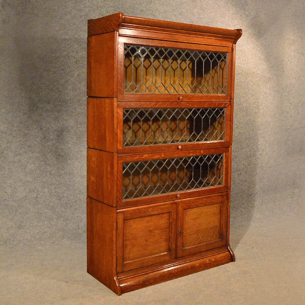 Antique Oak Bookcase Gunn Globe Wernicke Barrister Top Quality Edwardian c1910