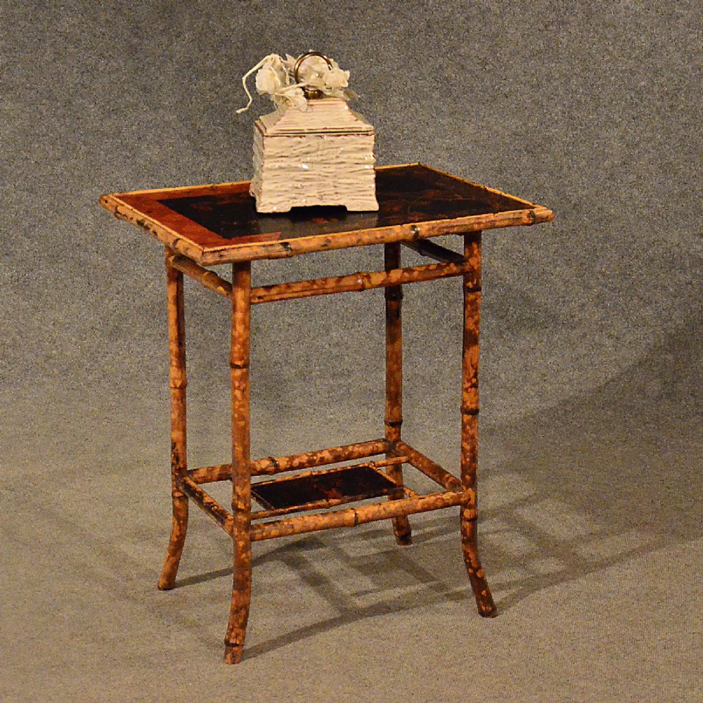 Antique Bamboo Lamp Table Side Occasional 19th Century Oriental Victorian c1880