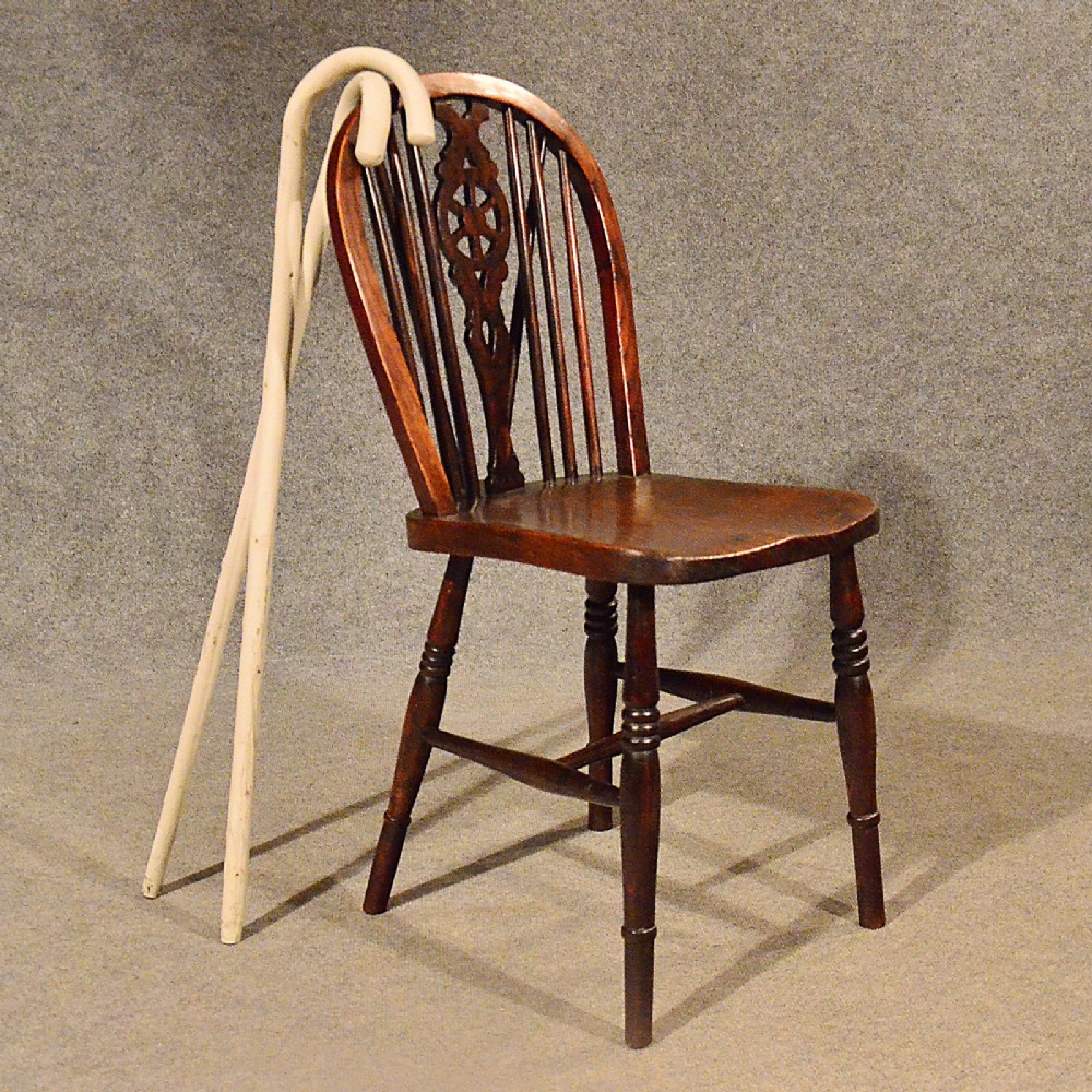 Antique Elm Windsor Wheelback Chair Quality Kitchen Dining Victorian c1870