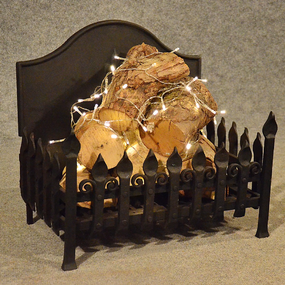 Antique Fire Basket Chimney Hearth Fireplace Iron Grate c1900