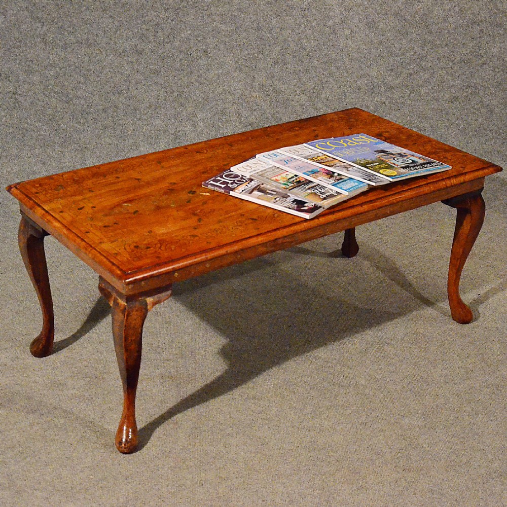 Antique Coffee Table Serving Tea Occasional Magazine Brass Inlaid Mahogany c1900