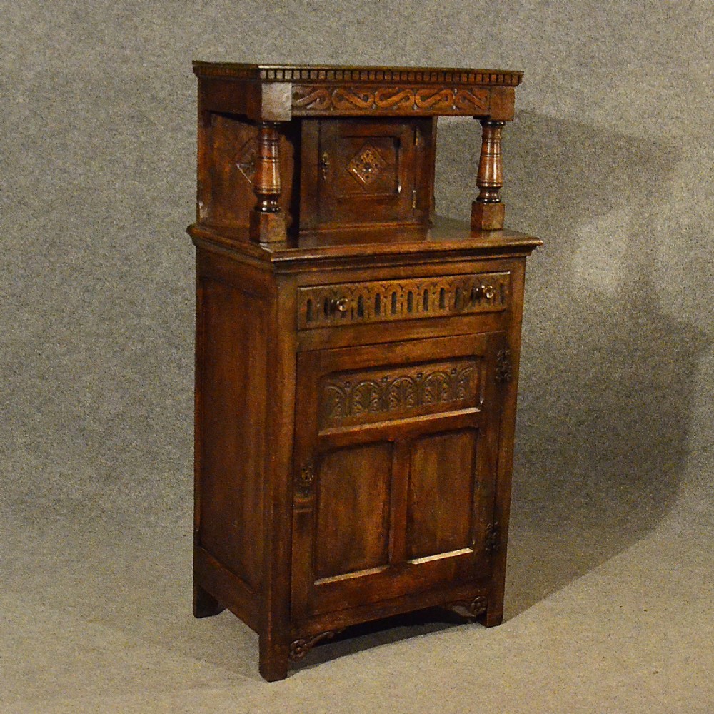 Antique Narrow Sideboard Cabinet Court Cupboard Oak Top Quality Edwardian c1910