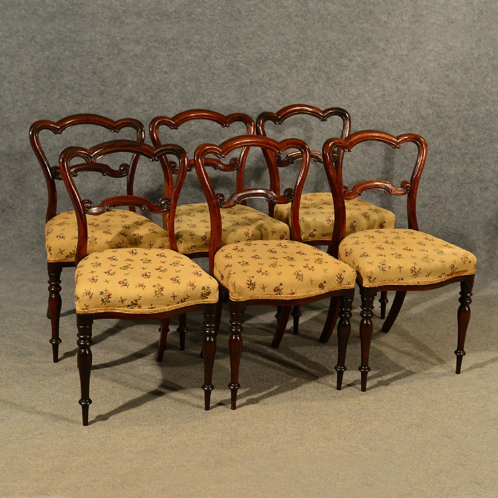 Antique Dining Chairs Walnut Set of 6 Fine Quality English Victorian c1840
