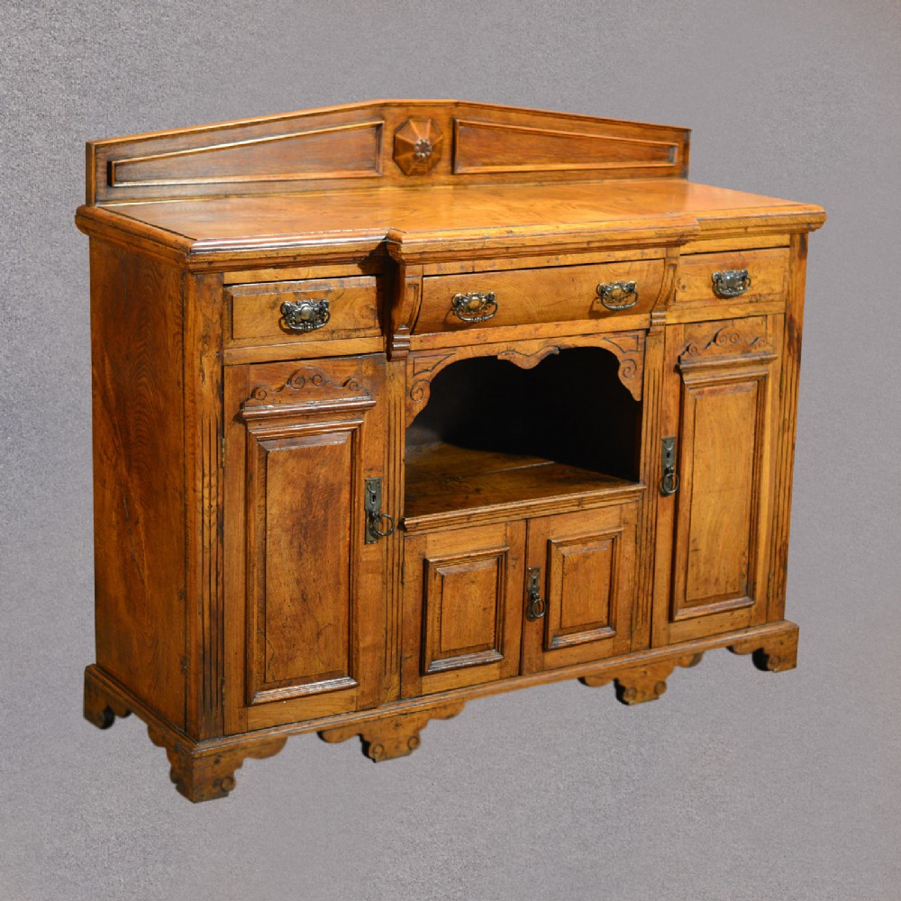 Antique Breakfront Sideboard, Victorian English Oak Cabinet, Buffet Cupboard