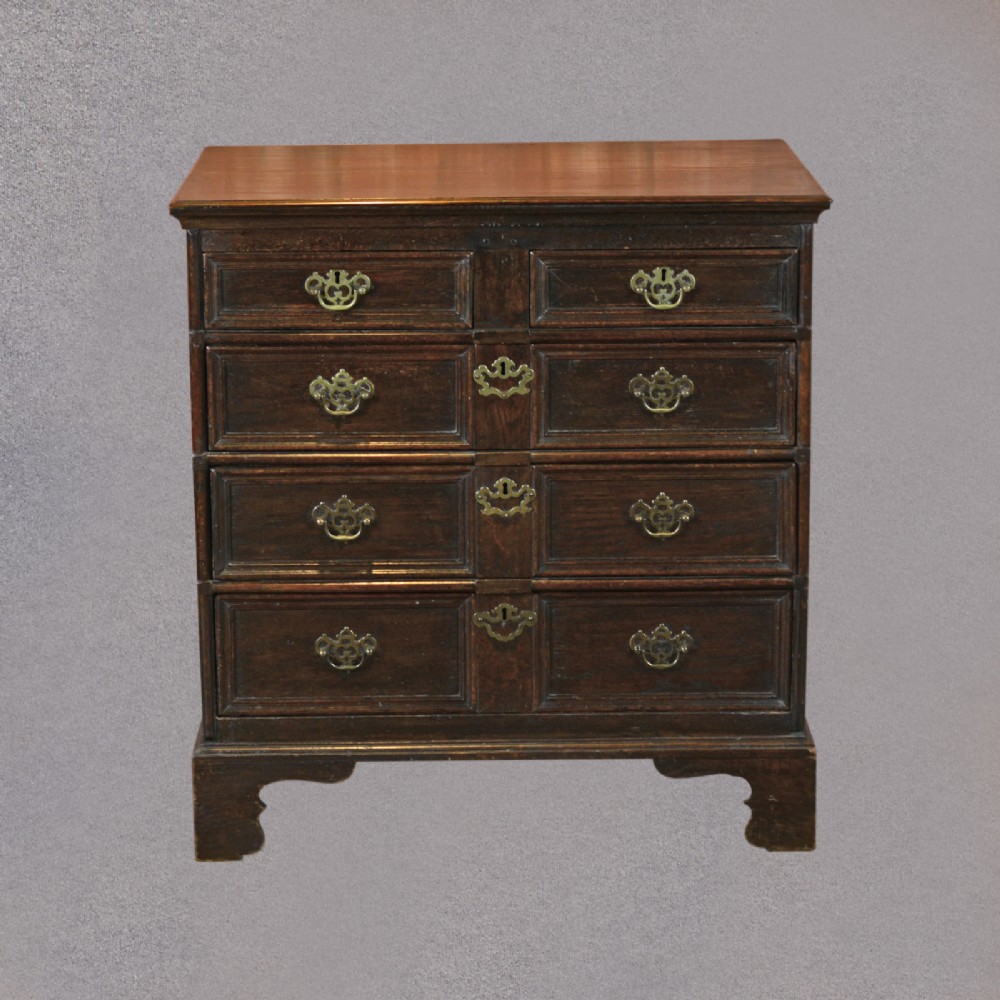 Antique Chest of Drawers, English Oak Panelled Georgian Furniture Early C18th