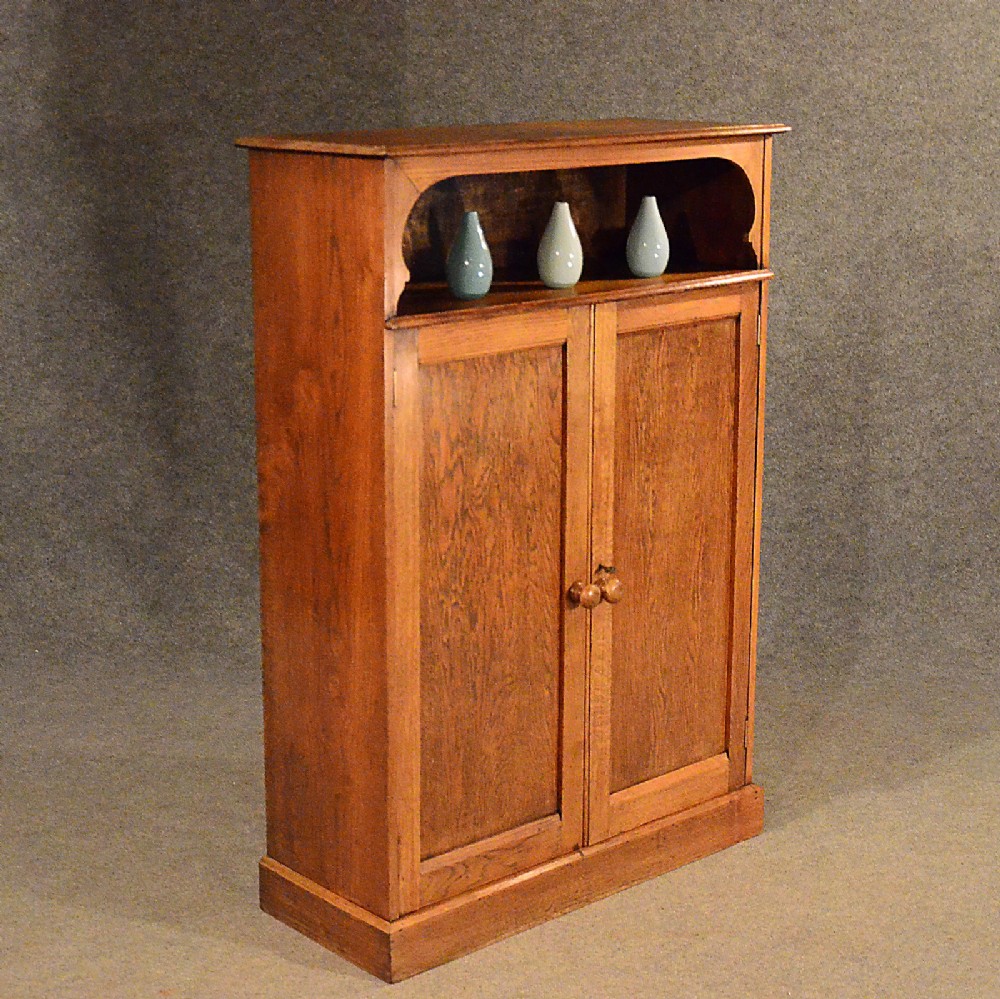 Antique Oak School Master's Cupboard Bookcase Display Cabinet Victorian c1900