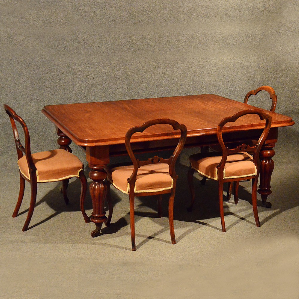 Antique Kitchen Dining Table Large English Victorian Mahogany 6 Seater c1870