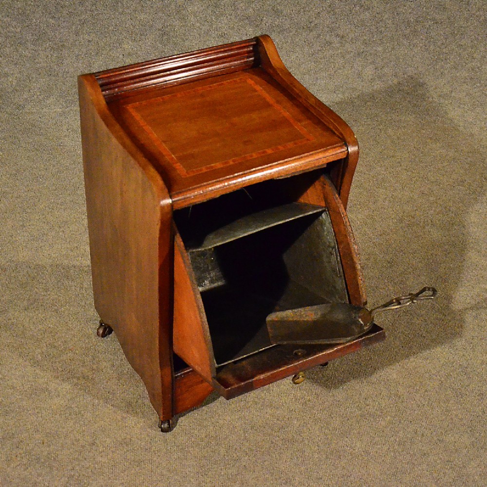 Antique Log Bin Coal Purdonium Fire Side Hearth Store Edwardian Mahogany c1910