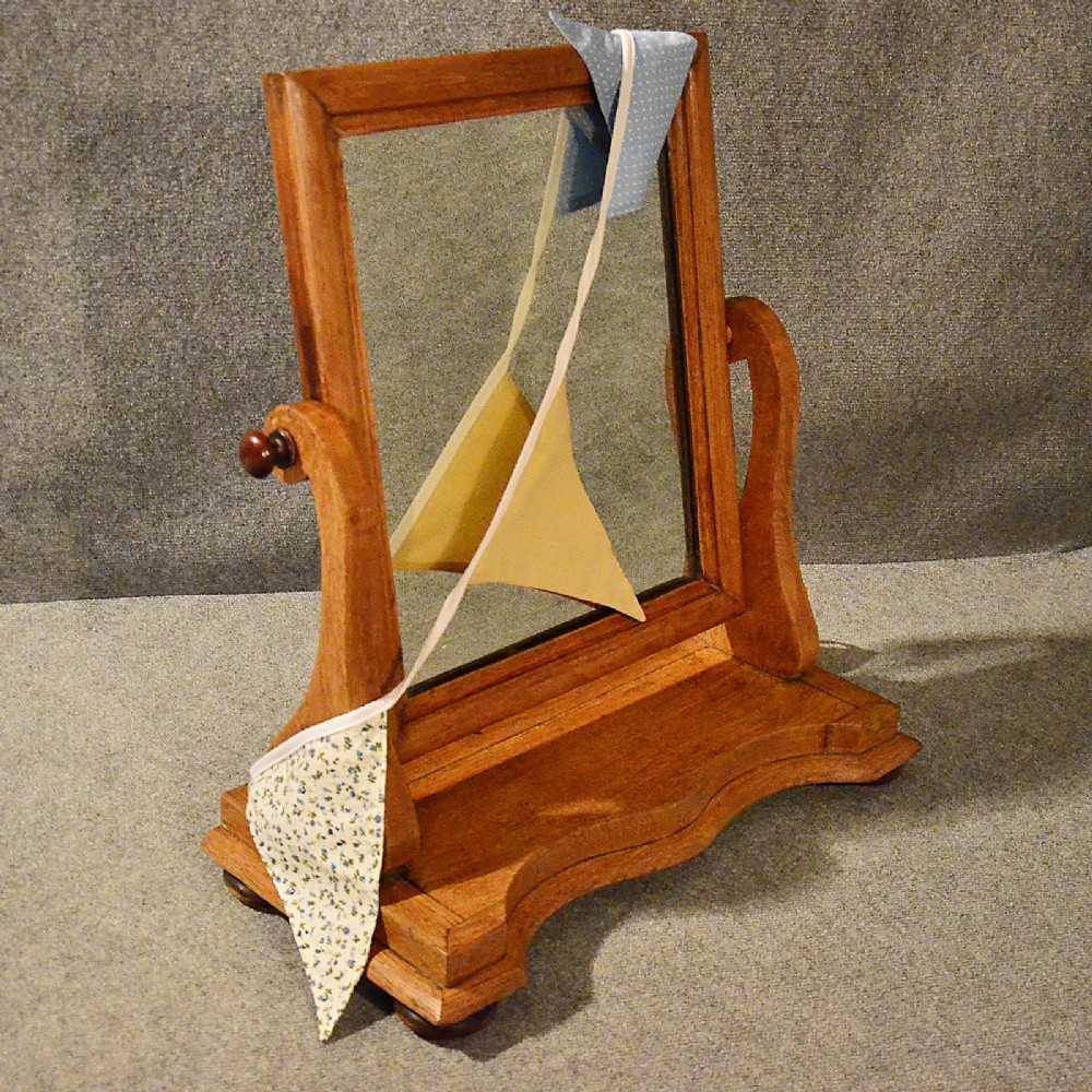 Antique Victorian Toilet Mirror Dressing Swing Vanity English Oak c1880