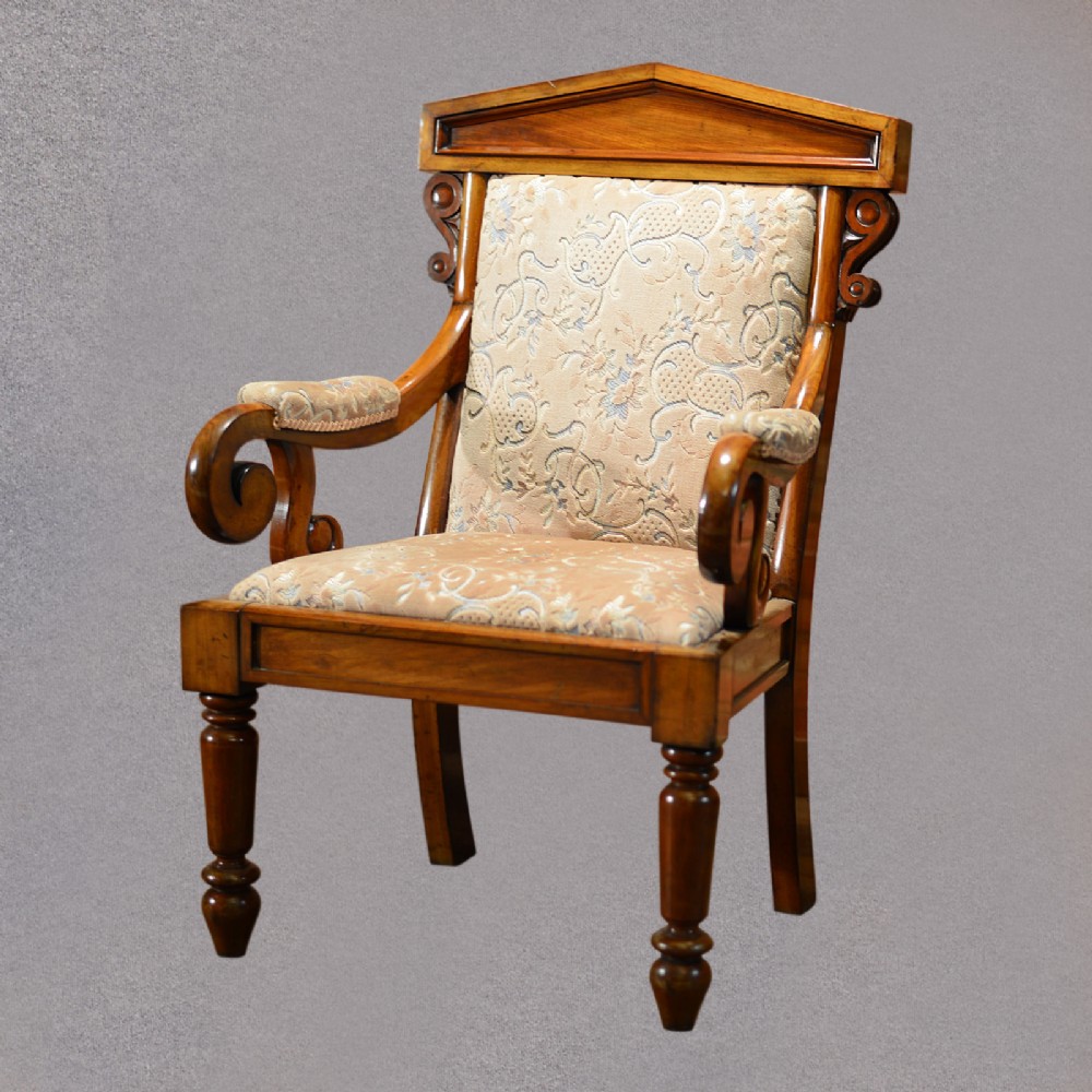 Antique Library Chair, Victorian Walnut, English, Study Armchair c1860