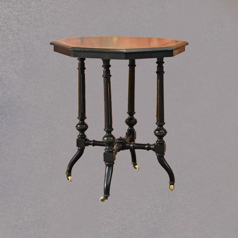 Antique Window Table Aesthetic Period Octagonal Lamp Side Tea Table c1880