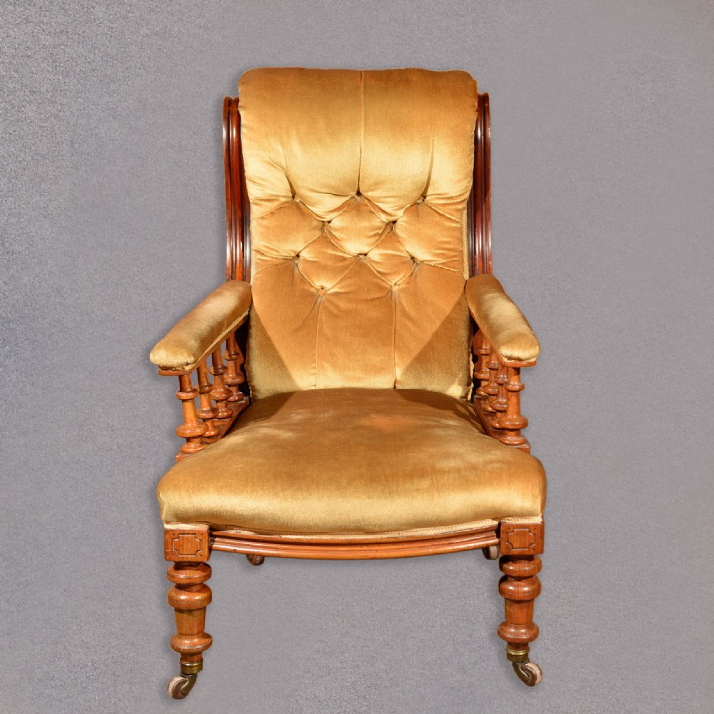 Antique Armchair, Upholstered Arm Chair, Victorian Walnut, English, c.1880