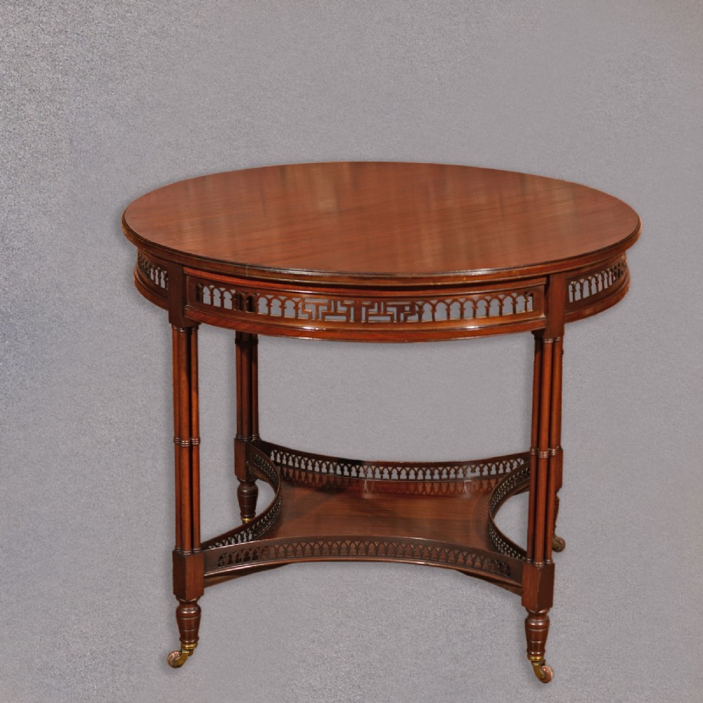 Antique Centre Table, Edwardian Mahogany English Side Hall Display c1910