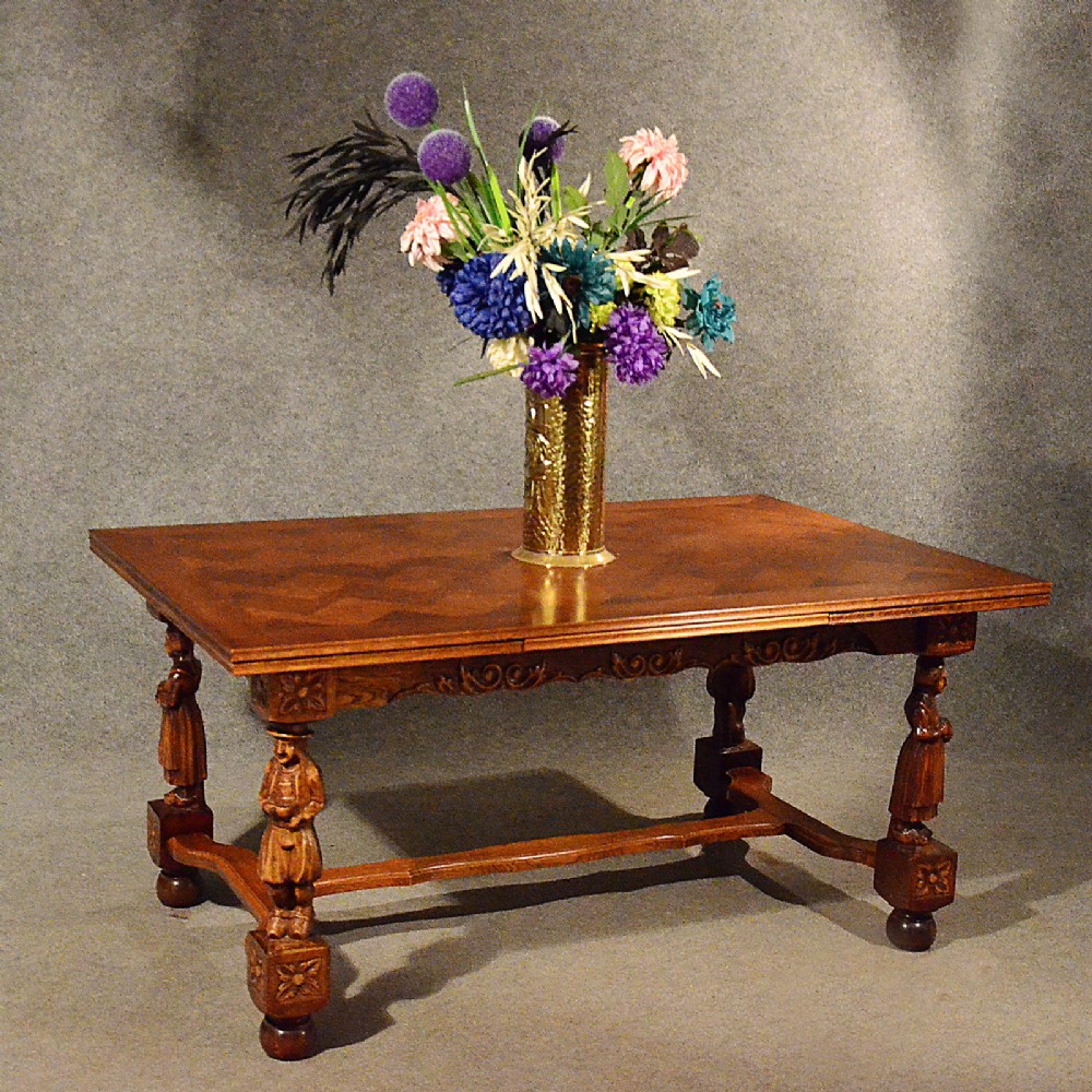 Antique Extending Kitchen Dining Table Quality Oak Draw Leaf 4 - 10 Seater c1930