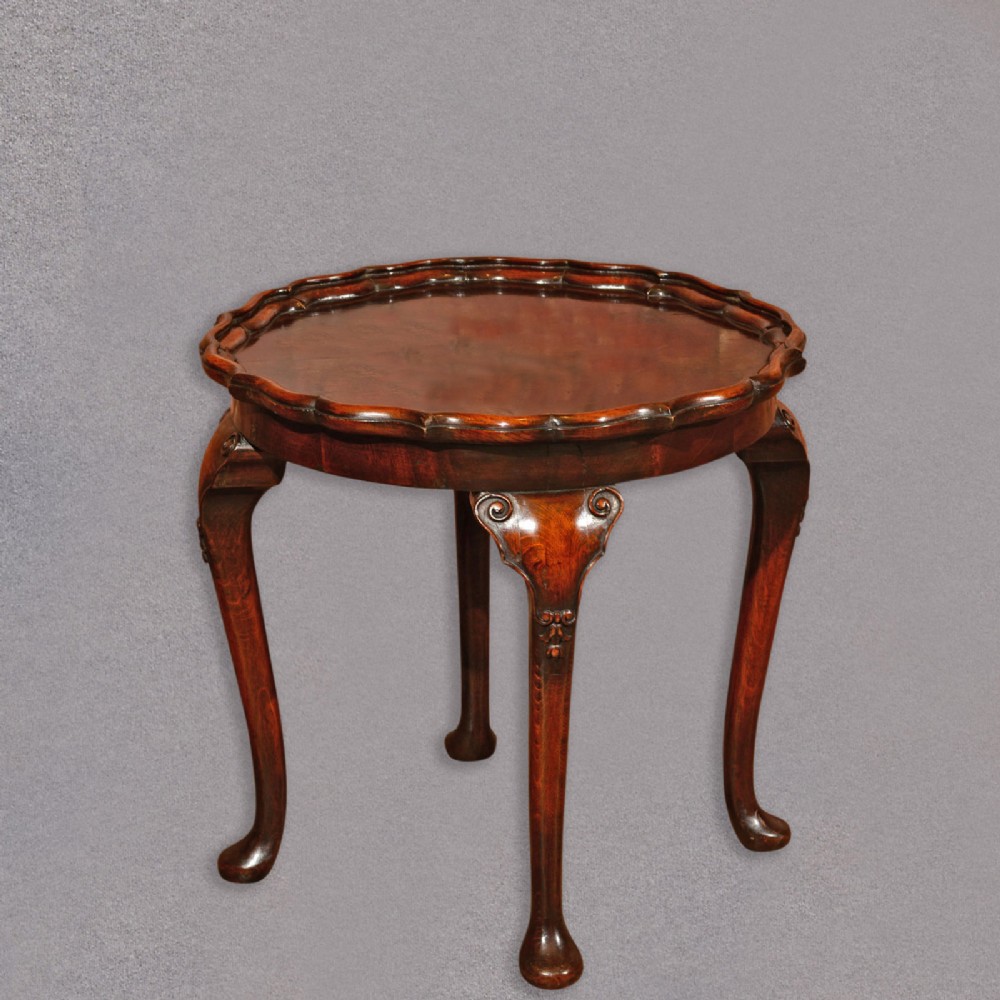 Antique Pie Crust Tea Table, Victorian Flame Mahogany Occasional, English c.1900