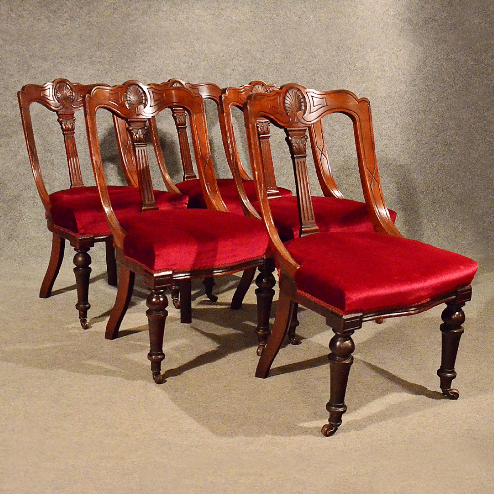 Antique Dining Chairs Set of 5 Quality Mahogany Victorian Aesthetic Period c1880
