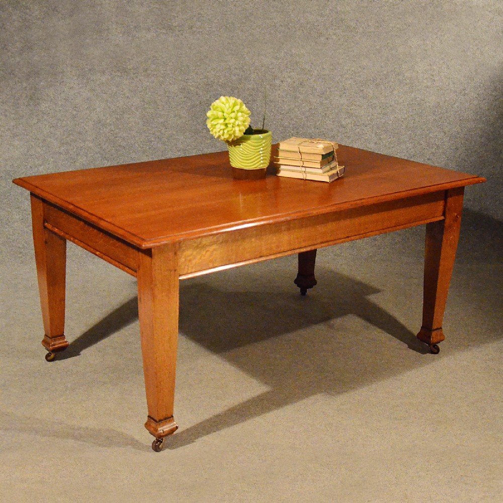 Antique 5' Oak Kitchen Dining Architect's Table Edwardian English 6 Seater c1910