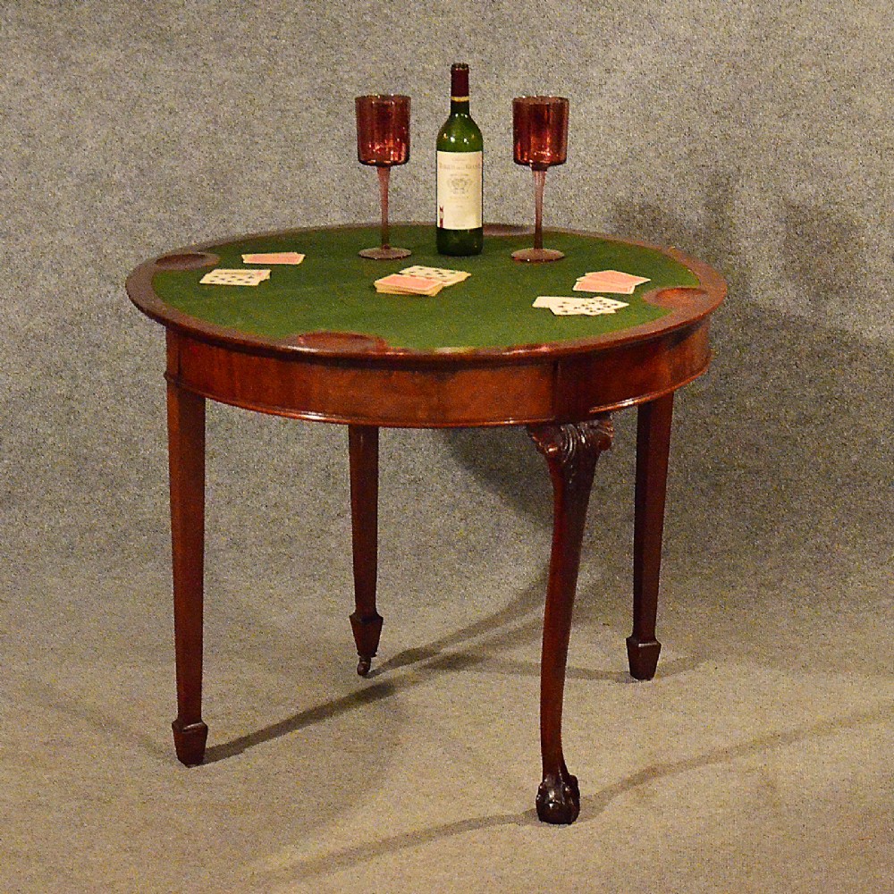 Antique Table Card Games Tea Sofa Hall Folding Demi Lune English Victorian c1890
