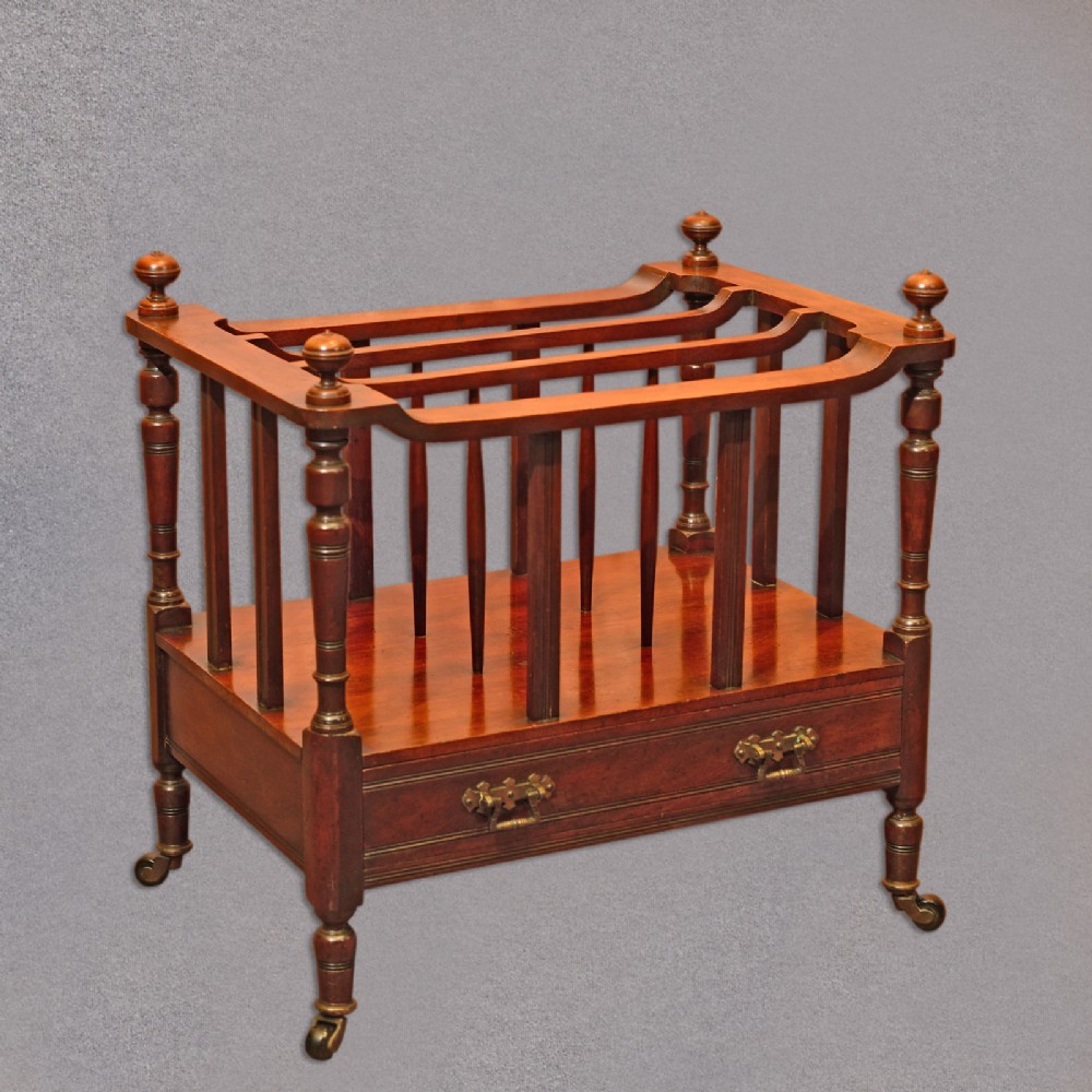 Antique Canterbury, Victorian Music Stand, Mahogany Magazine Rack, English c1850