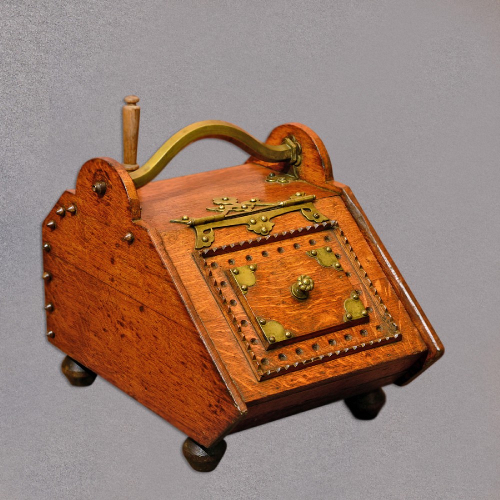 Antique Log Bin, Coal Purdonium, Fire Side Hearth Store, Victorian, Oak, c.1860