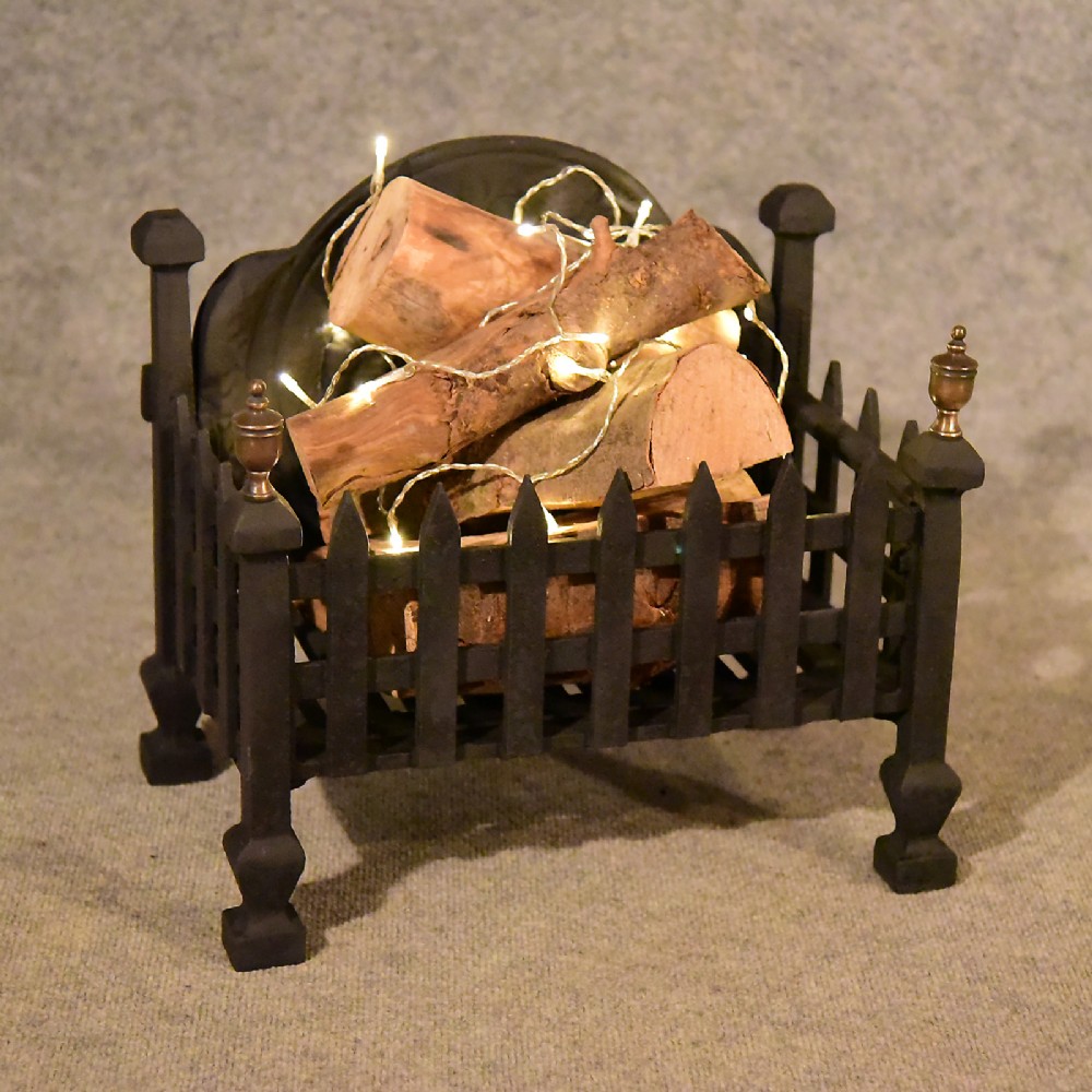Antique Fire Basket Chimney Hearth Fireplace Iron Grate c1900