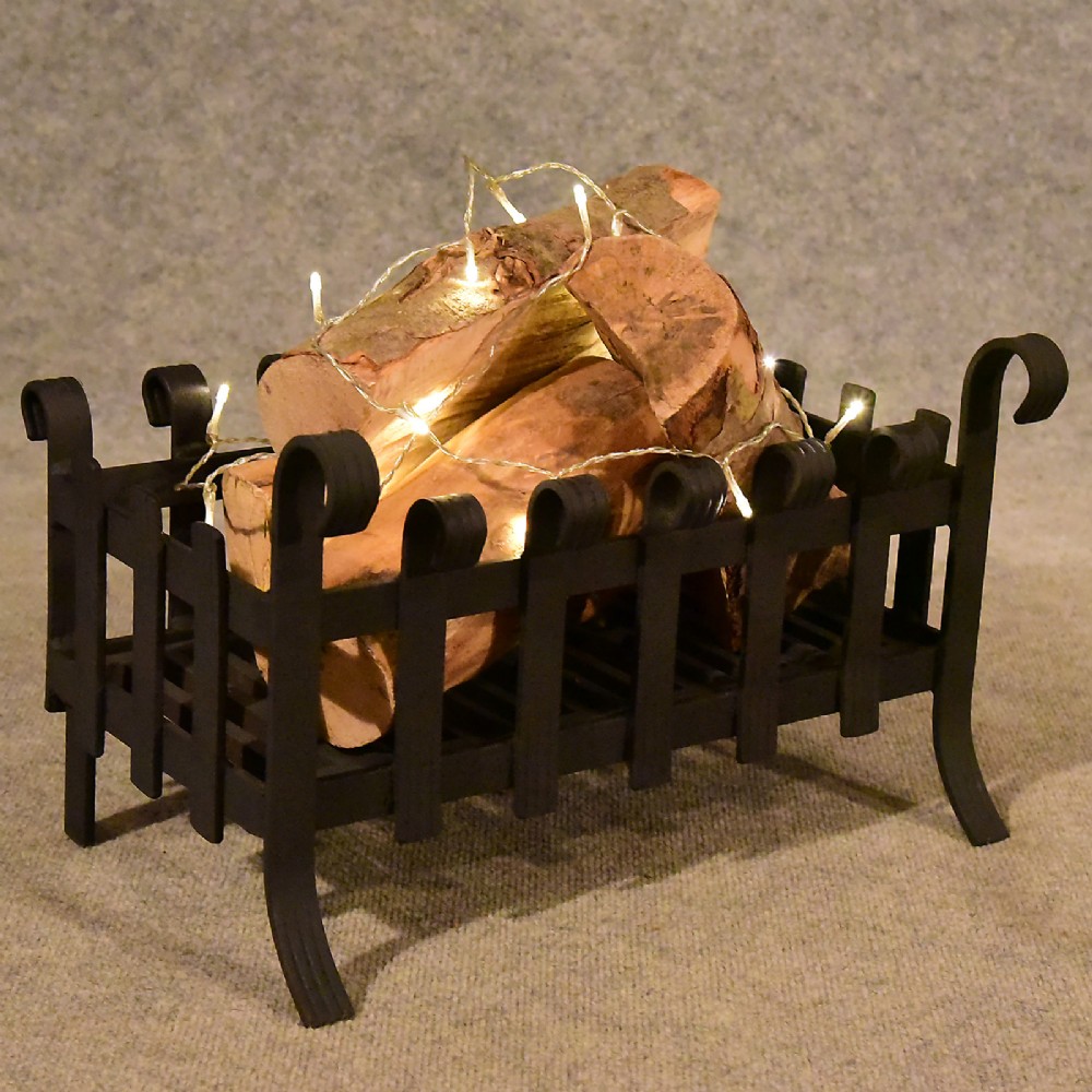 Antique Fire Basket Chimney Hearth Fireplace Iron Grate c1900