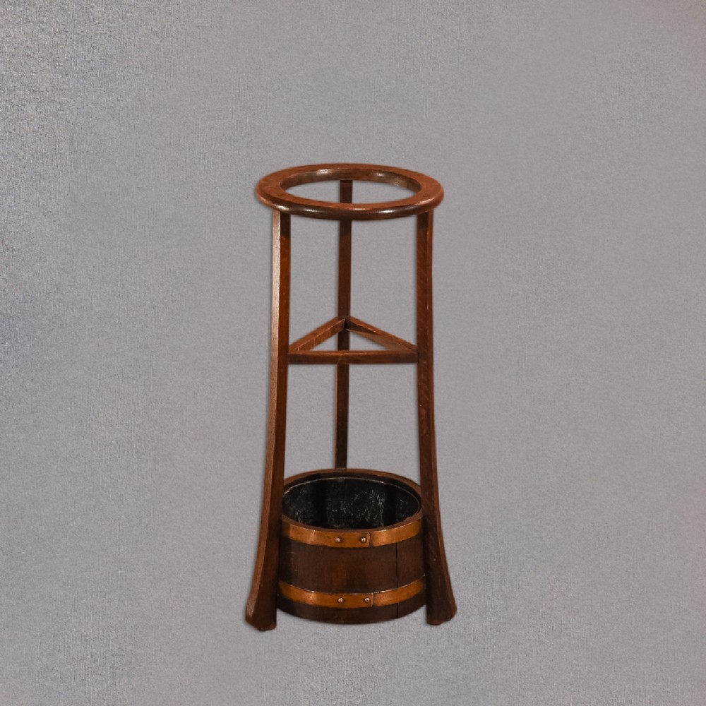 Edwardian Oak Stick Stand, R.A. Lister & Co, c.1910
