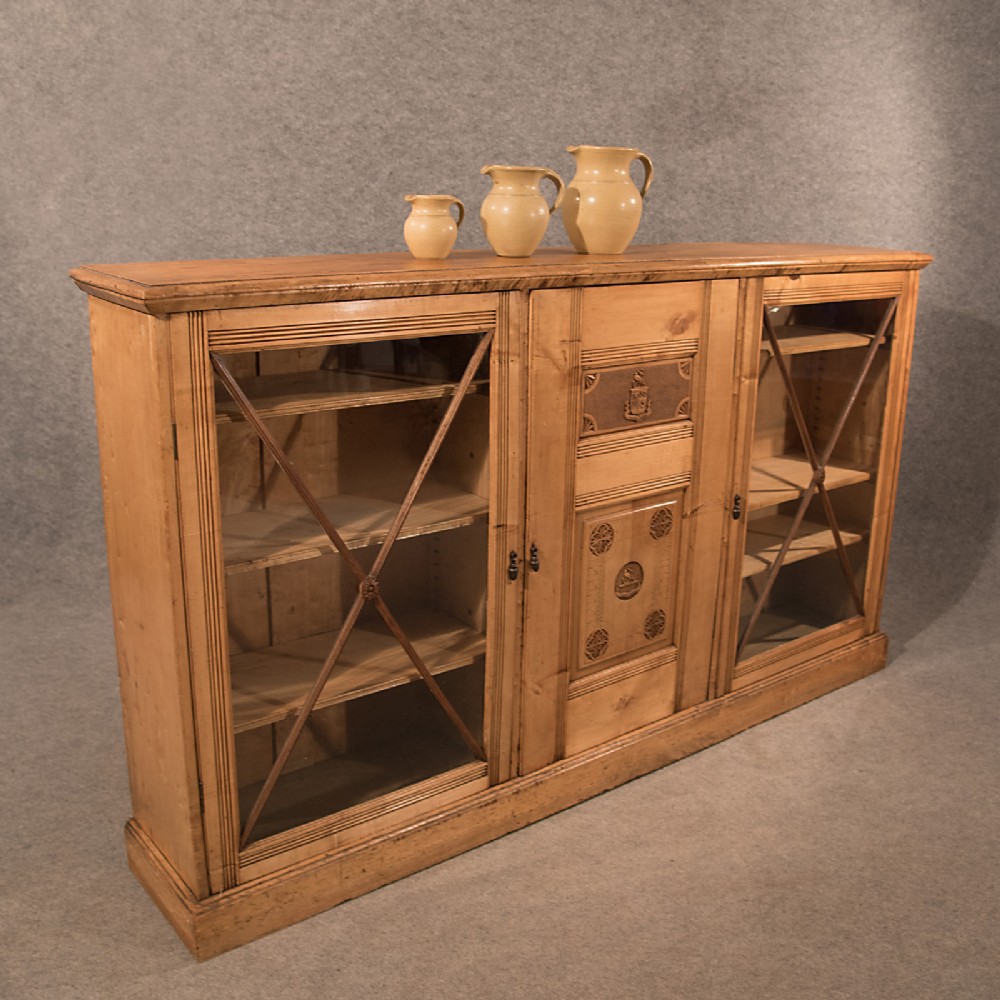 Antique Victorian Satinwood Ships Bookcase Display Cabinet Nautical Marine c1865