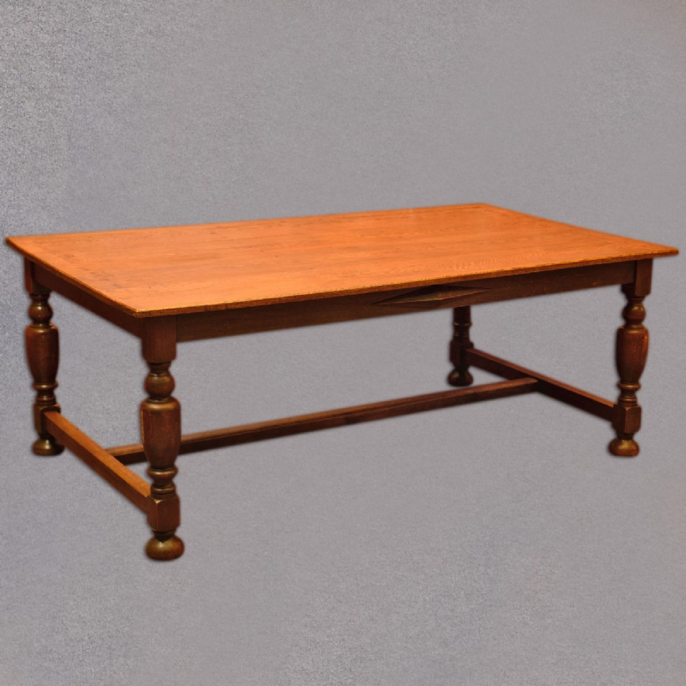 Victorian Large Country Kitchen Oak Table, c.1900