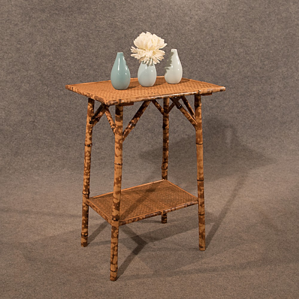 Antique Side Table Lamp Two Tier Bamboo 19th Century Oriental Victorian c1900