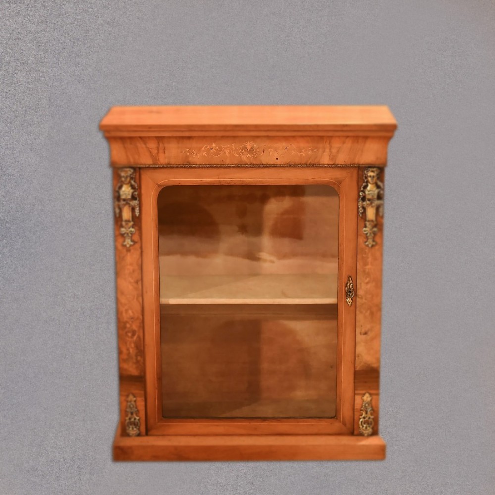 Victorian Burr Walnut Pier Cabinet, c.1850