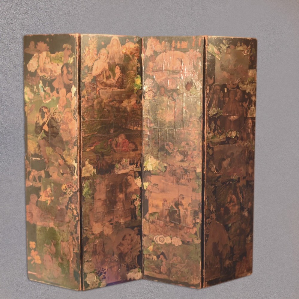 Victorian Scrap Screen, 4 Fold Panel, c.1880