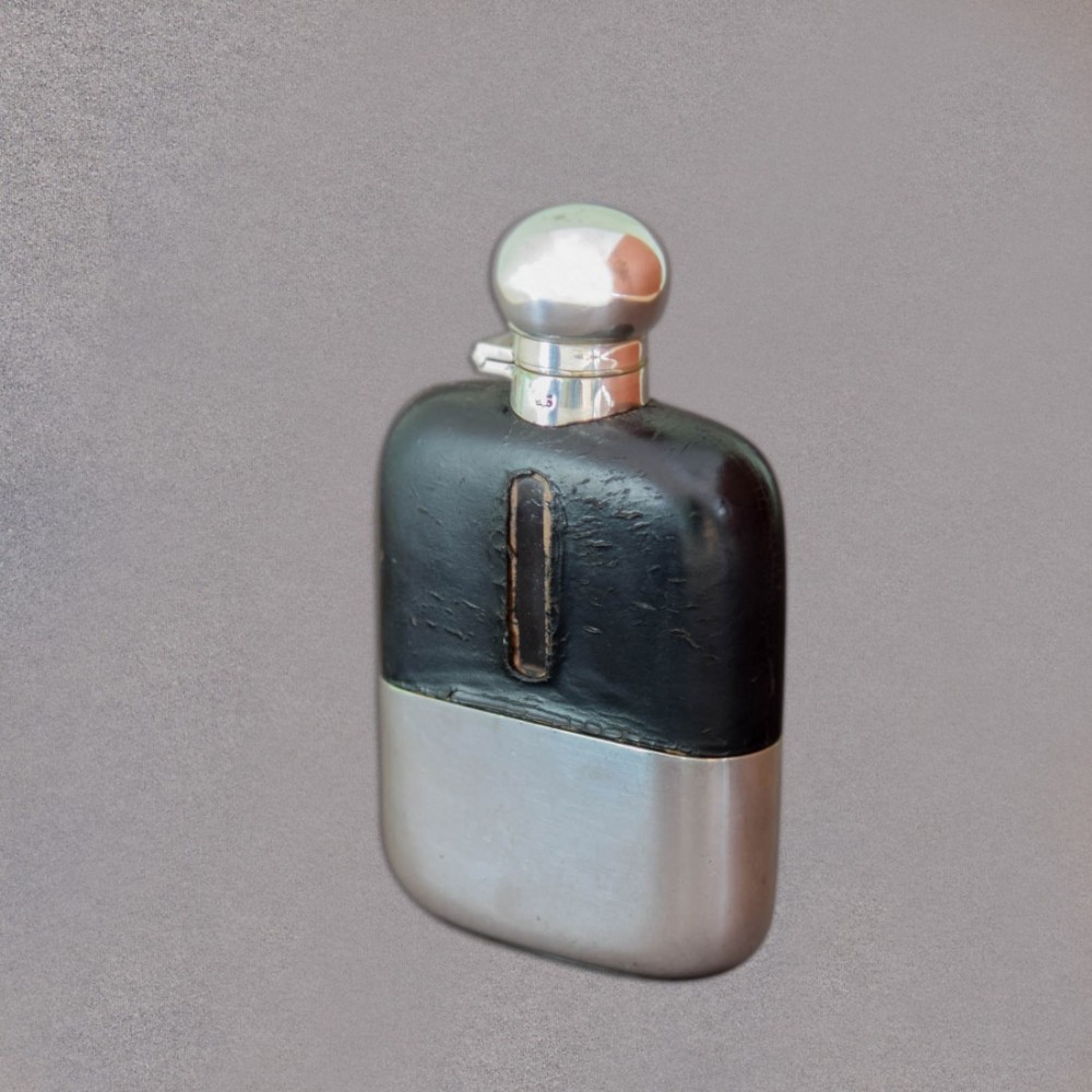 Antique Silvered Hip Flask, James Dixon & Sons c.1880
