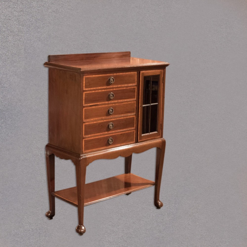 Antique Music Cabinet, Mahogany, English, Lidstone London, Cupboard c.1910