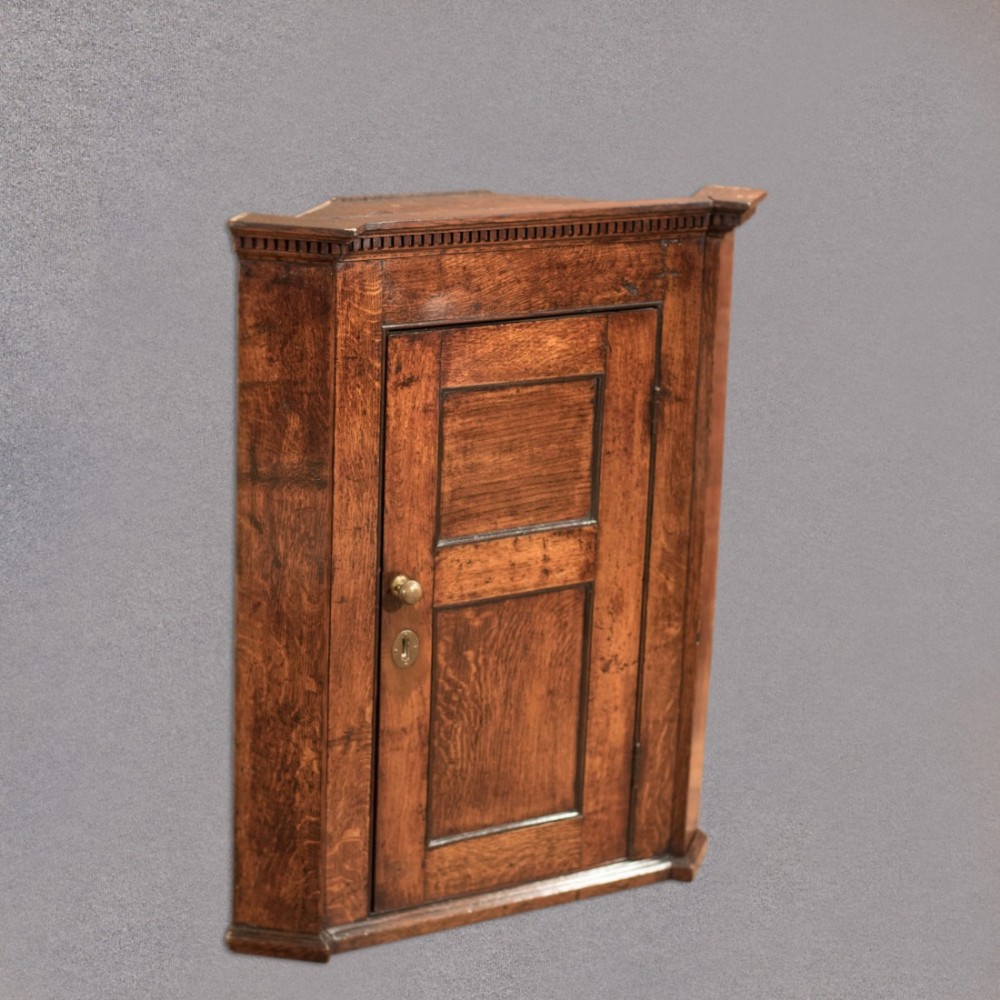 Antique Corner Cabinet, Georgian Oak Hanging Cupboard, English Country c.1750